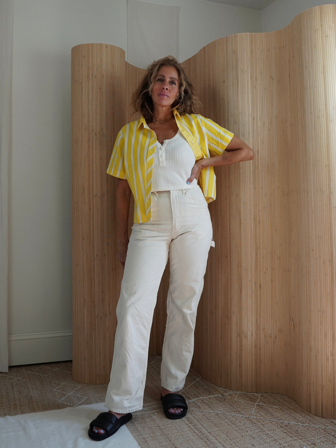 80's Yellow Cabana Stripe Camp Shirt-closiTherapi | vinTage