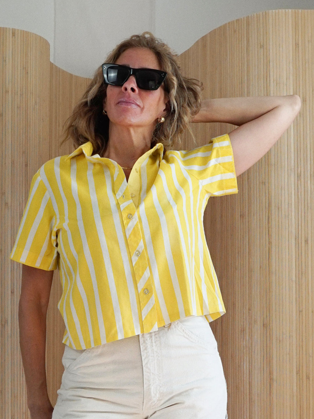 80's Yellow Cabana Stripe Camp Shirt-closiTherapi | vinTage
