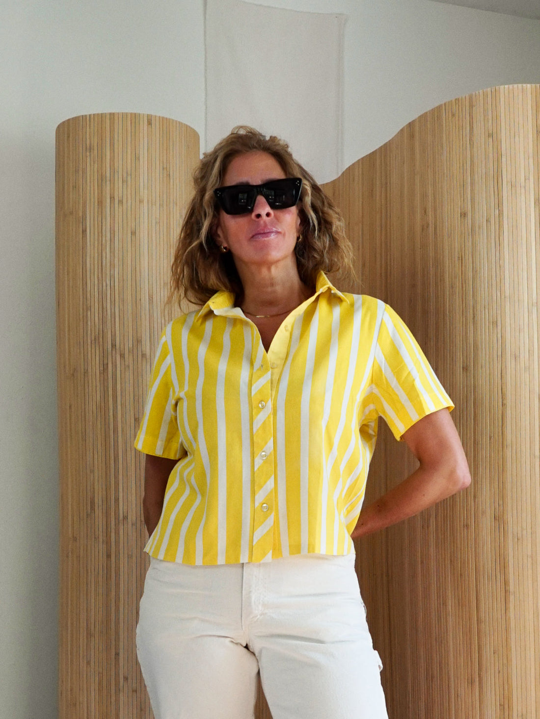 80's Yellow Cabana Stripe Camp Shirt-closiTherapi | vinTage