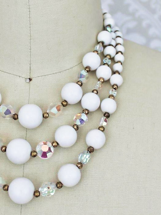 Aurora Borealis Triple Strand Necklace-closiTherapi | vinTage