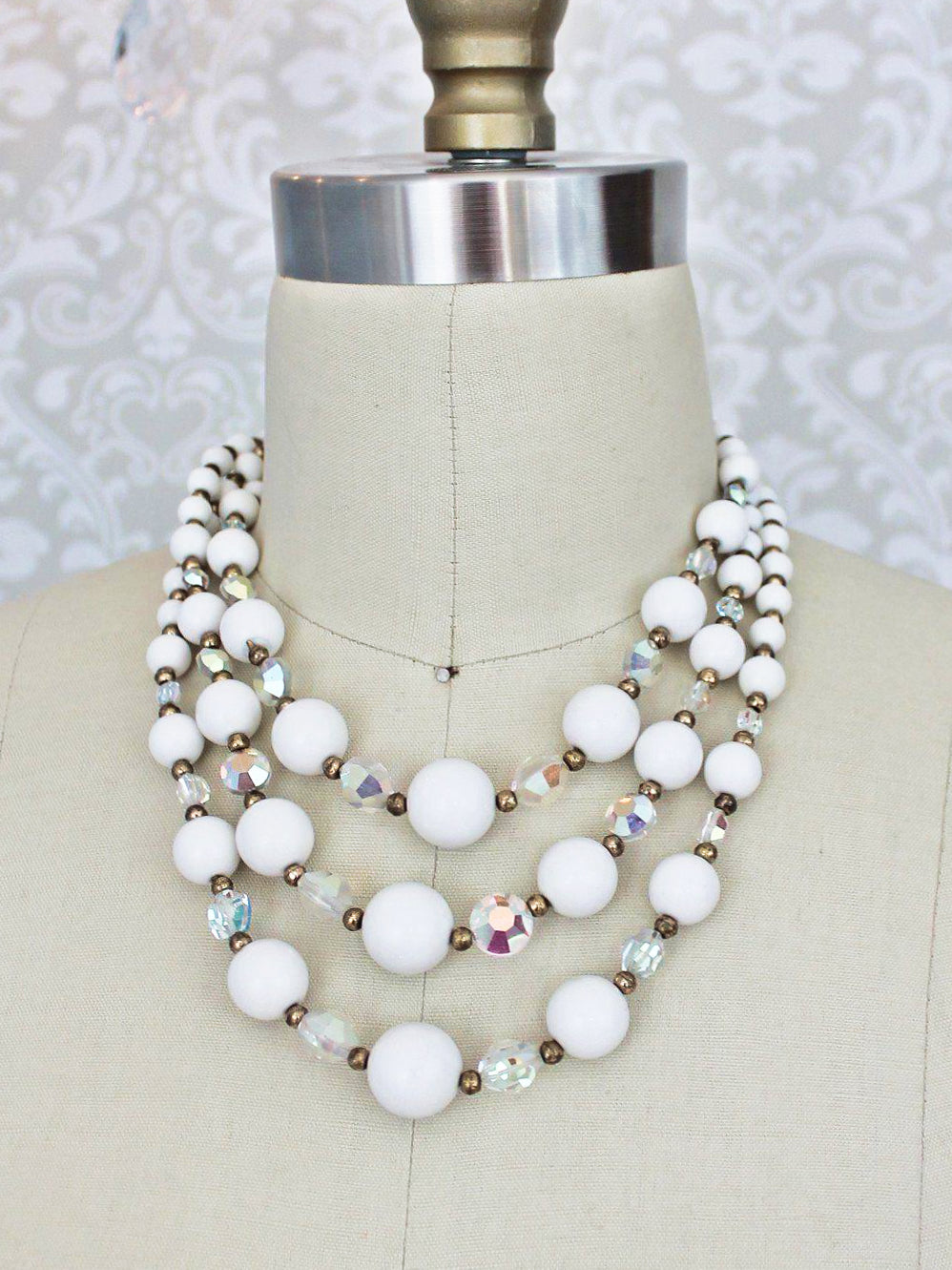 Aurora Borealis Triple Strand Necklace-closiTherapi | vinTage