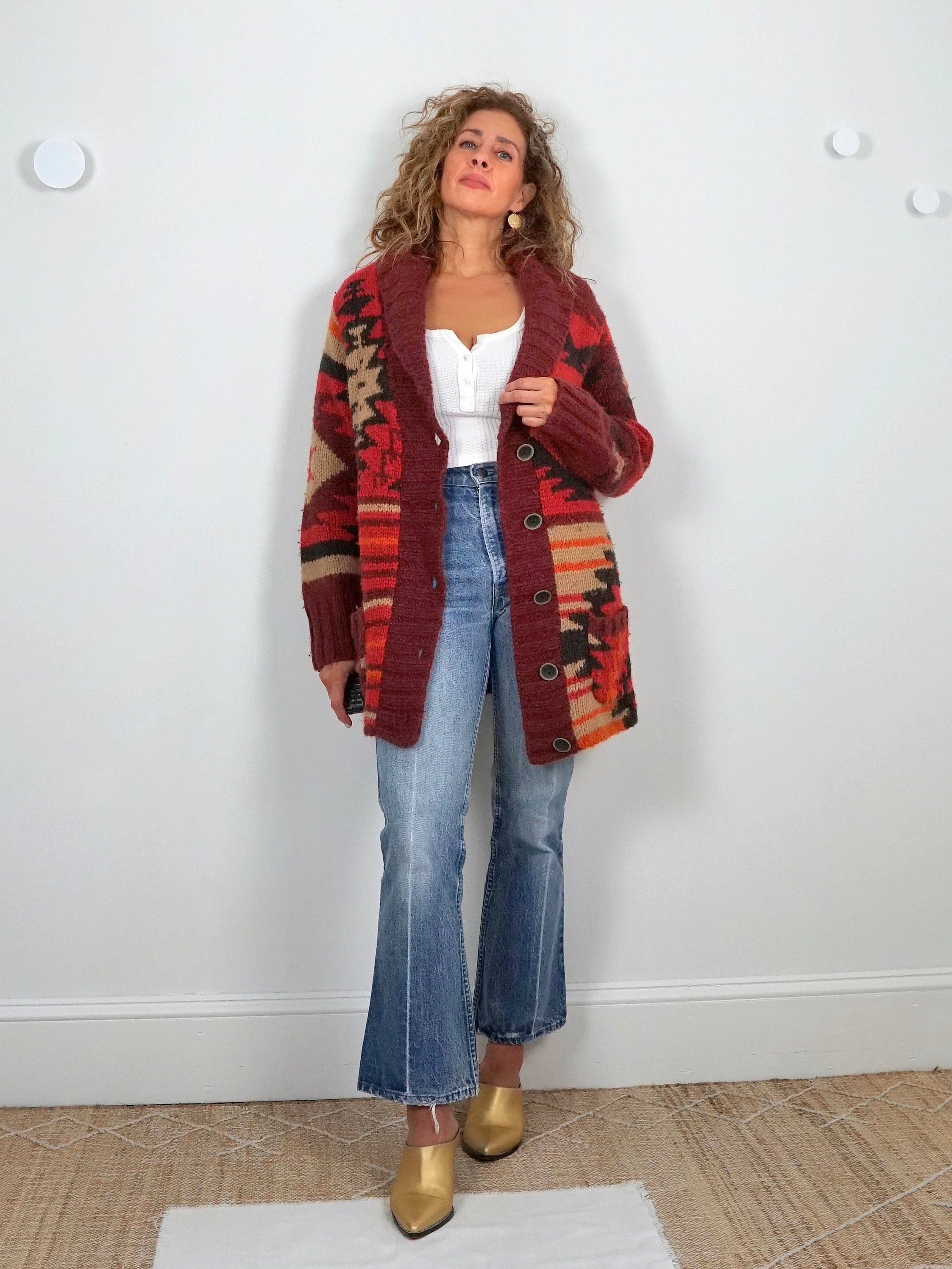 Handknit Southwestern Desert Cardigan Sweater – therapi
