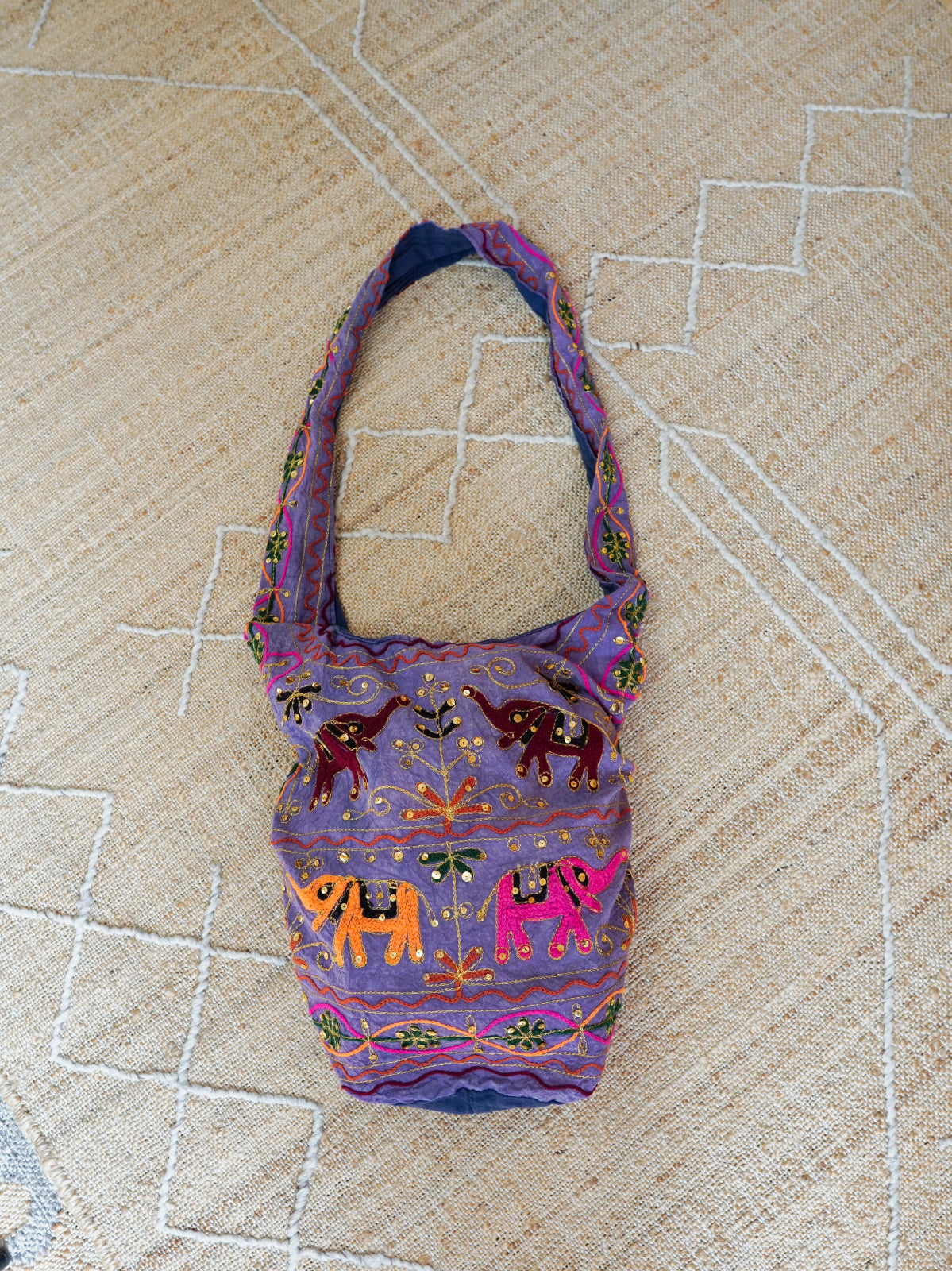 Slouchy Embroidered Elephant Hobo Bag – therapi