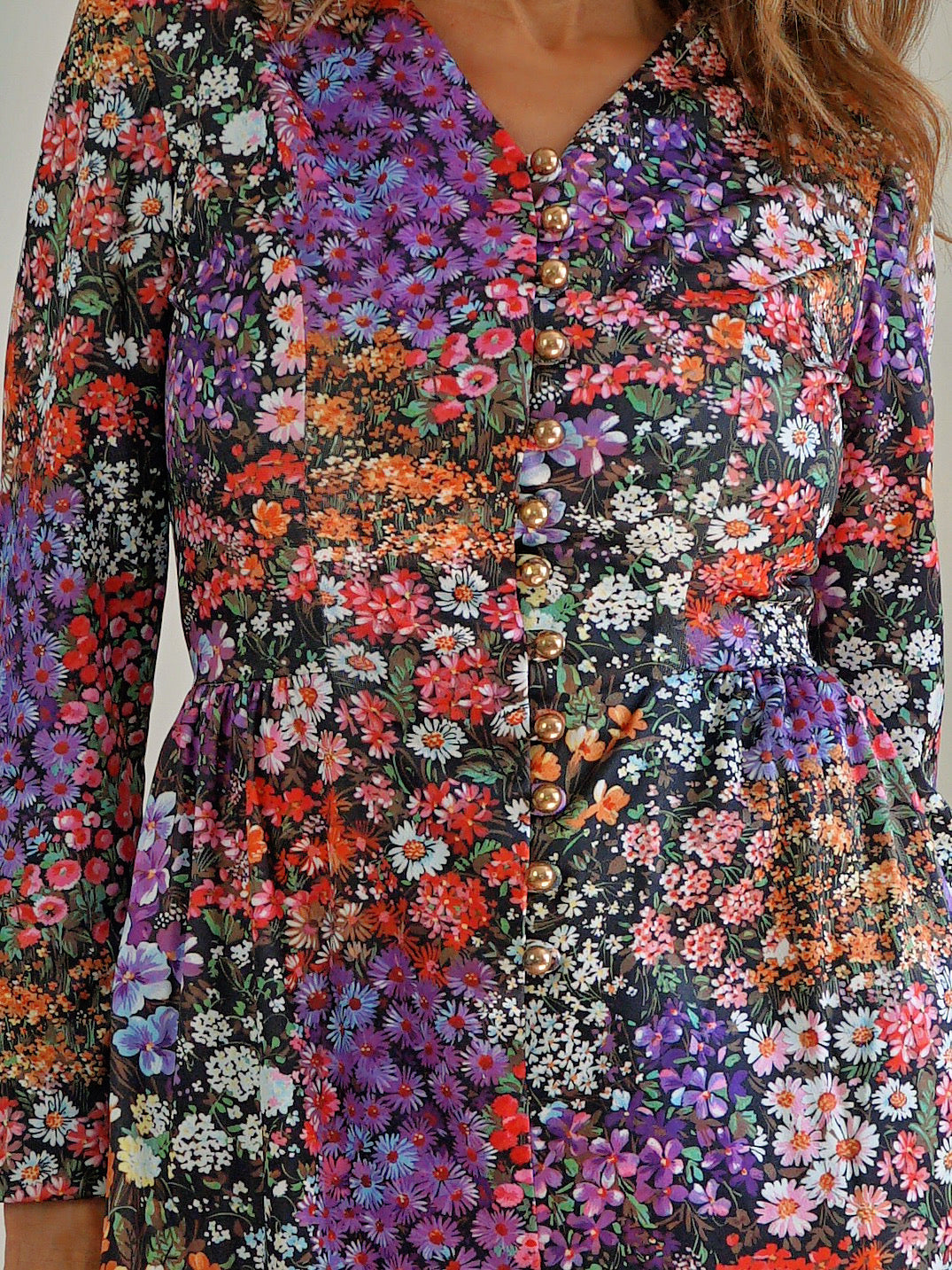 Vintage 60's Floral Moody Meadow Dress-closiTherapi | vinTage