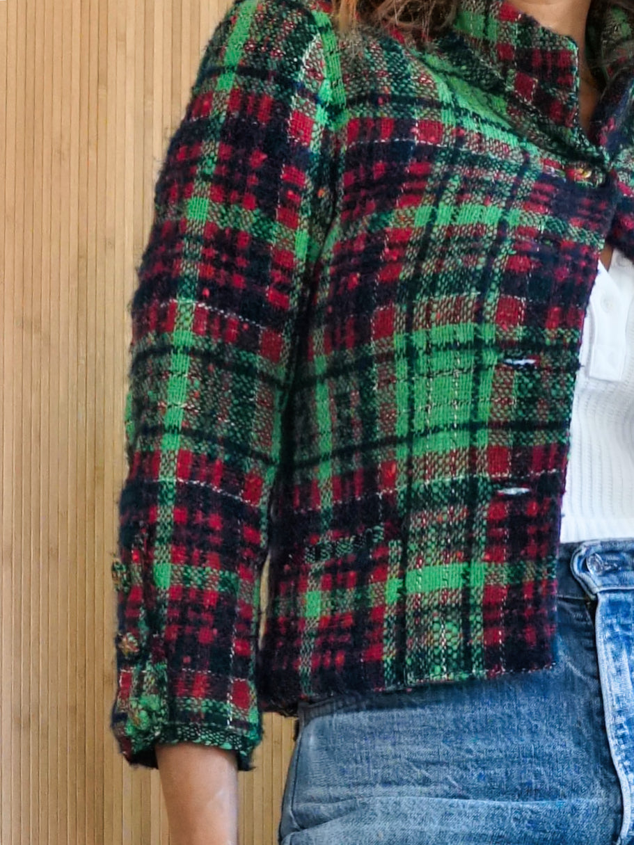 Vintage 60's Green Plaid Boucle Blazer – therapi