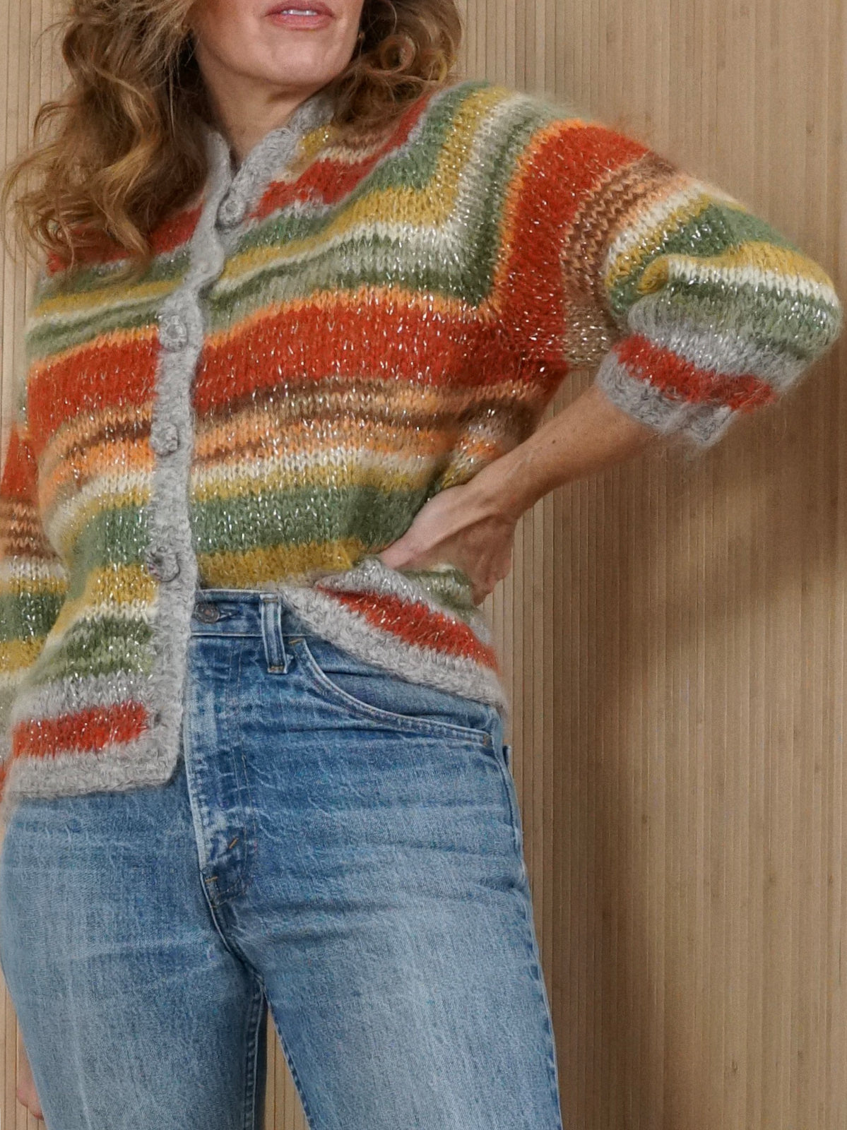 Vintage 60's Mohair Stripe Cardigan Sweater – therapi