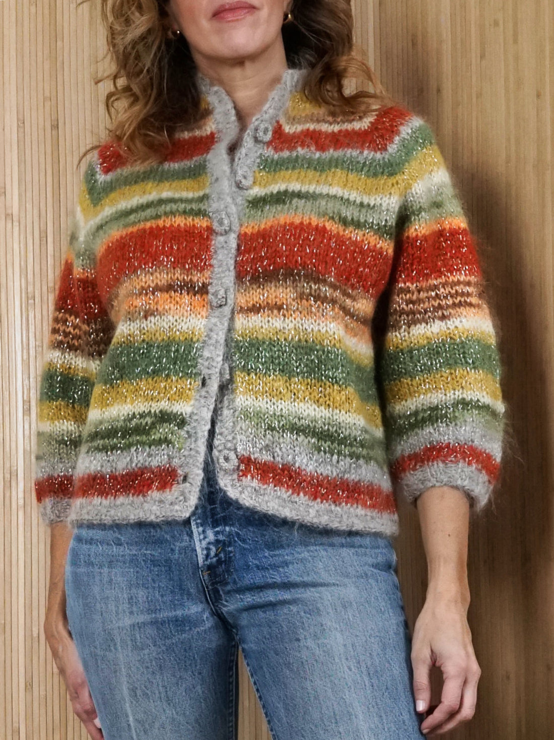 Vintage 60's Mohair Stripe Cardigan Sweater-closiTherapi | vinTage