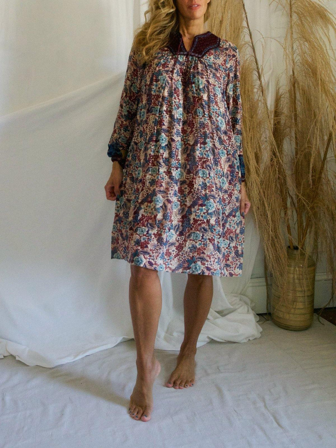 Vintage 70's Gauze Floral Dress-closiTherapi | vinTage