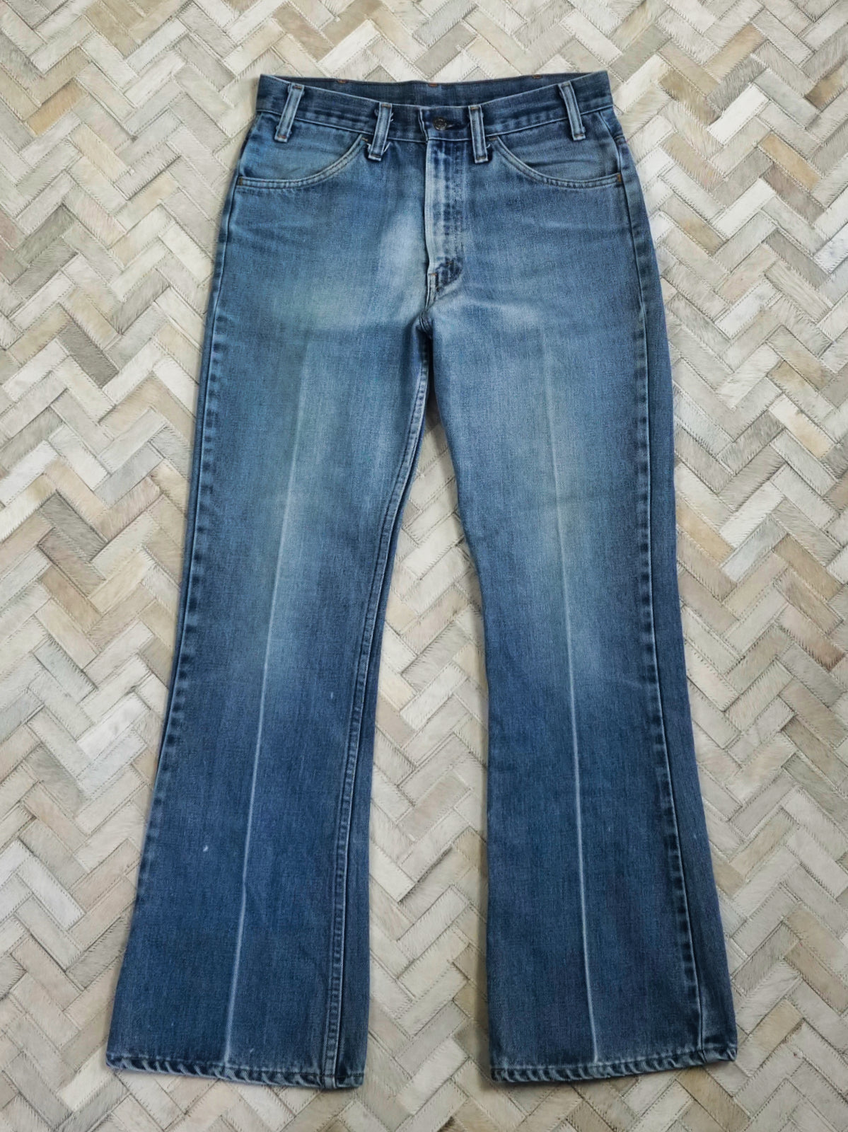 Vintage 70's Levi's 646 Cali Fade Blue Talon Zip Jeans - 29