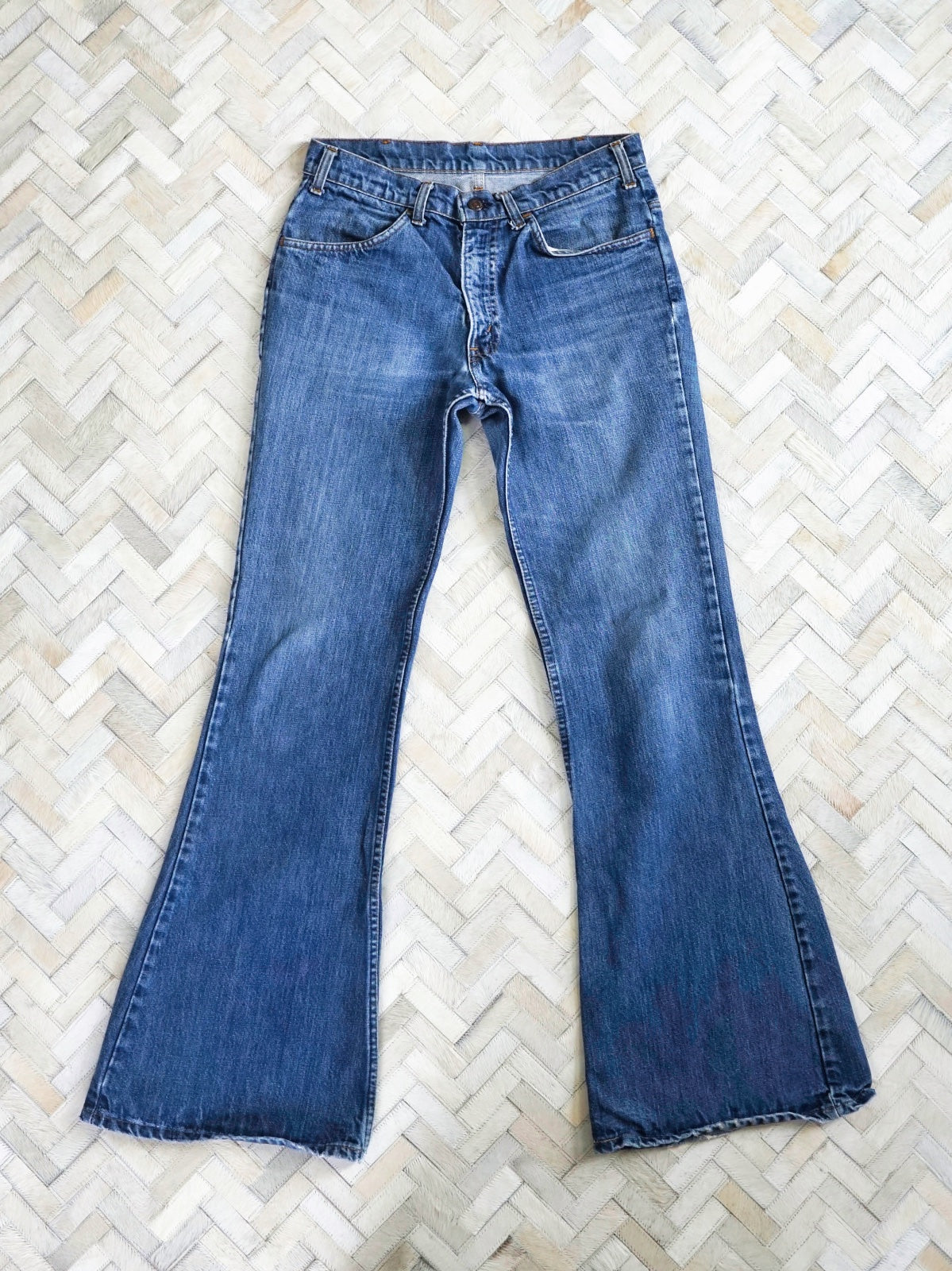 Vintage 70's Levi's 684 Elephant Bellbottom Orange Tab Jeans 30