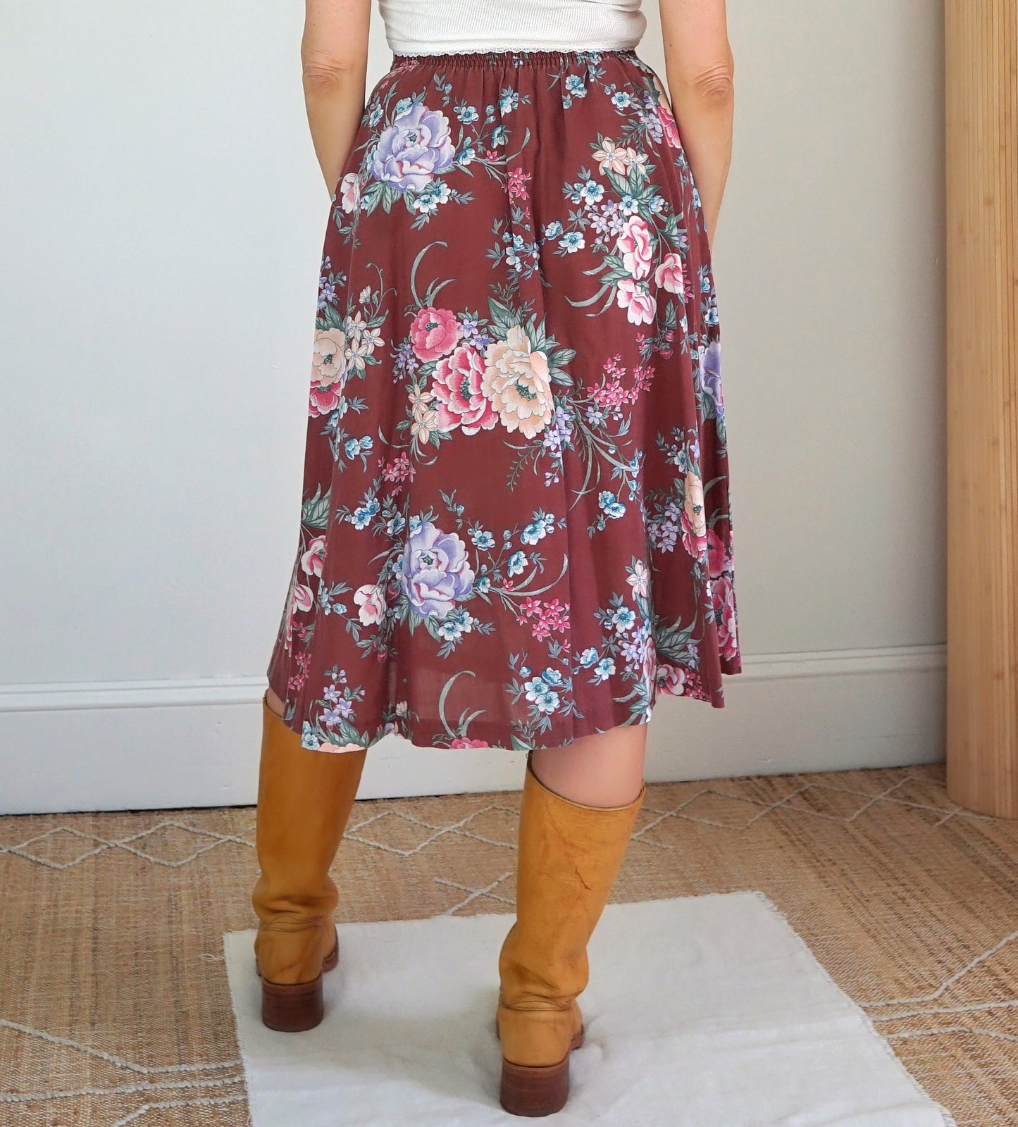 Vintage 70's Nutmeg Floral Skirt-closiTherapi | vinTage