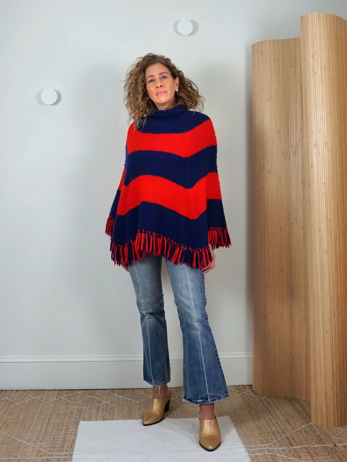 Vintage 70's Stripe Fringe Poncho-closiTherapi | vinTage