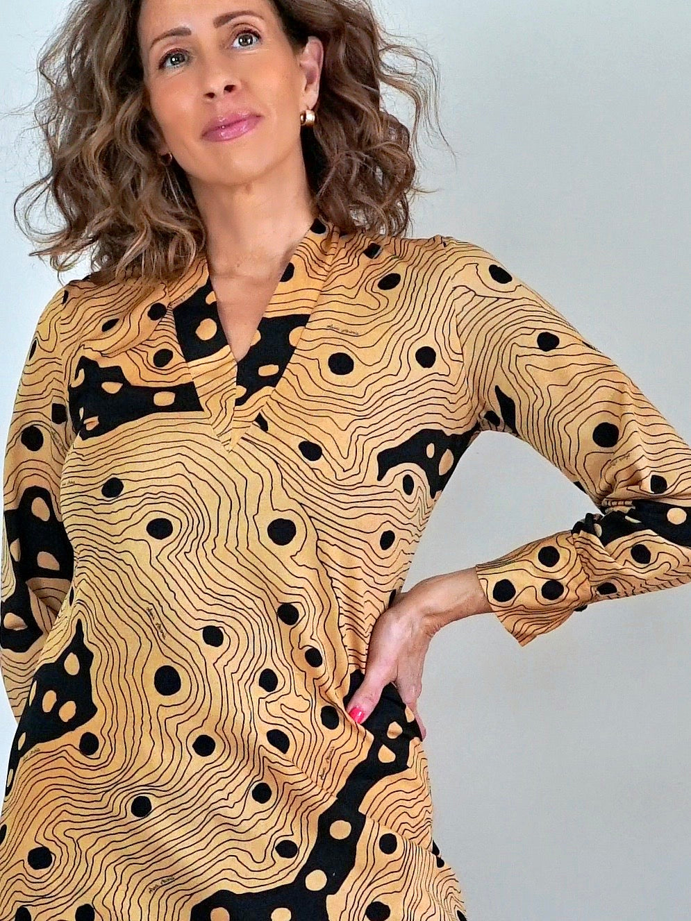 Vintage 70's Turmeric Abstract Dress-closiTherapi | vinTage