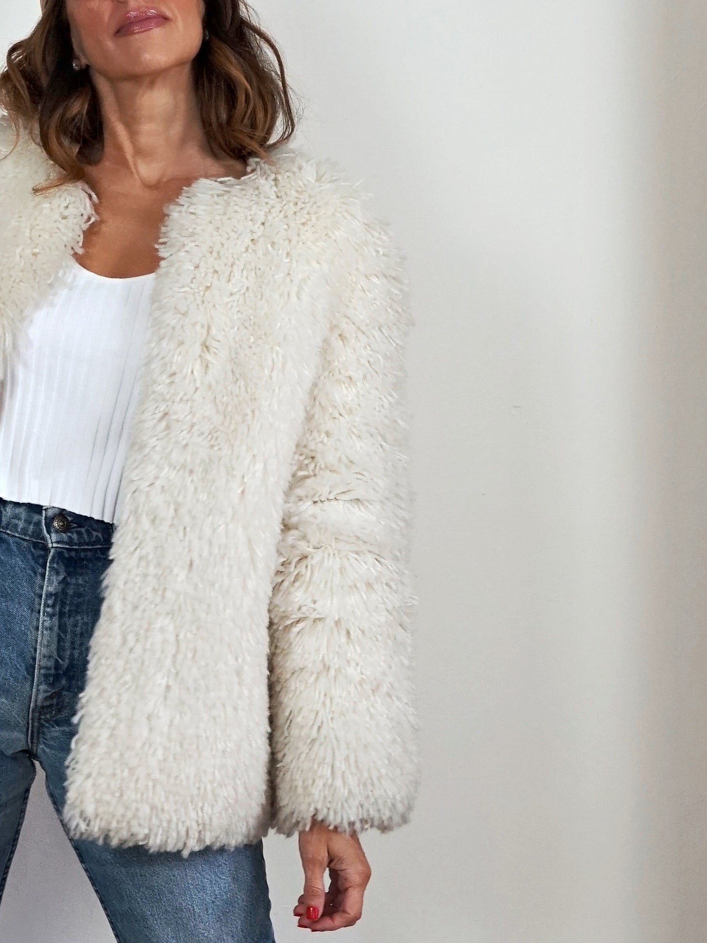 Vintage 70's Vanilla Shag Carpet Jacket-closiTherapi | vinTage