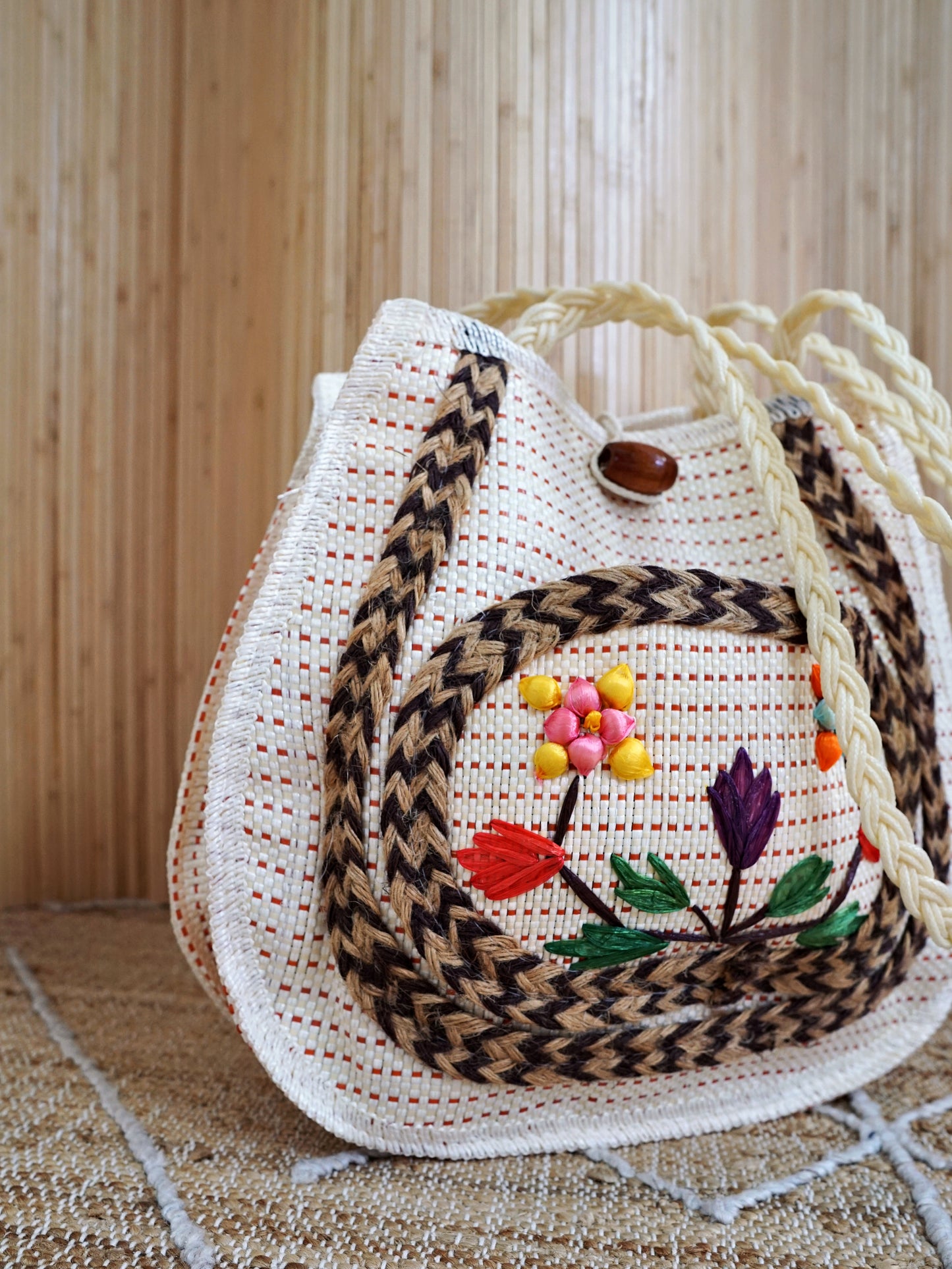 Vintage 70's Woven Floral Tote Bag-closiTherapi | vinTage