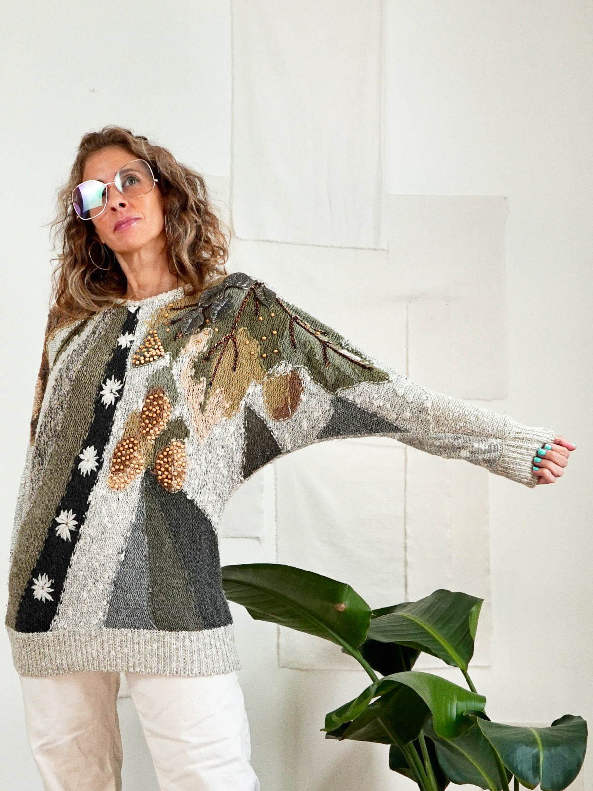 Vintage 80's Autumn Leaf Textured Sweater-closiTherapi | vinTage