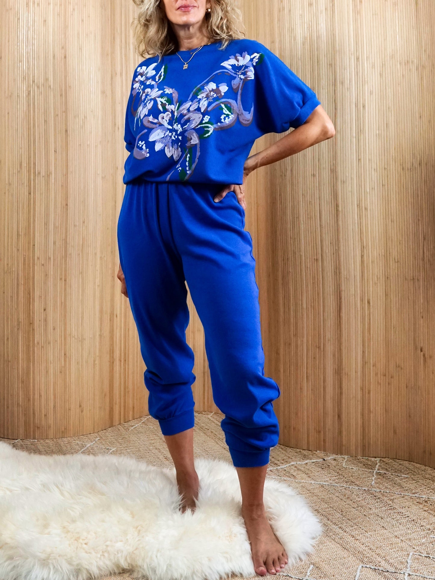 Vintage 80's Blue Painted Floral Set-closiTherapi | vinTage