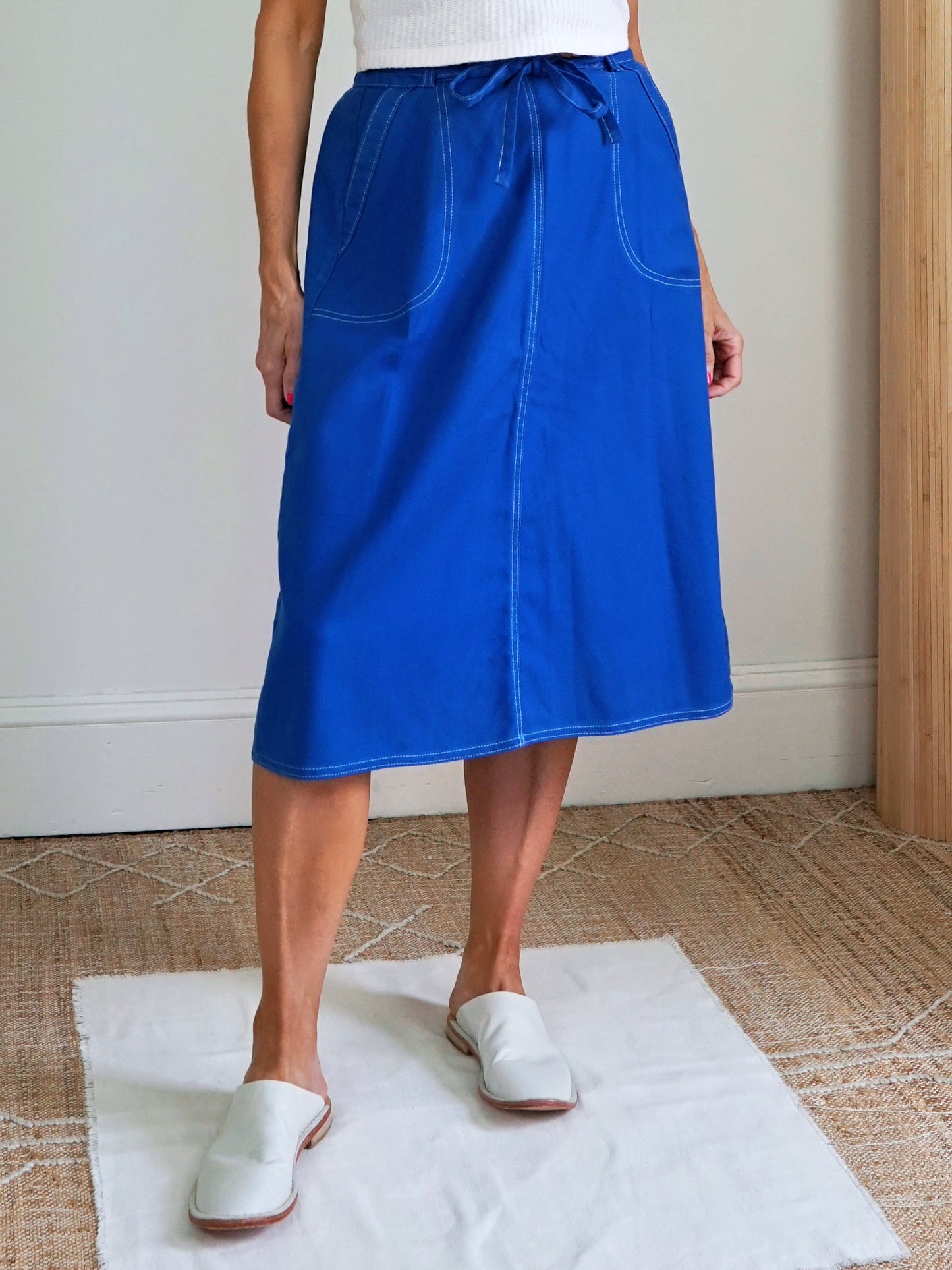 Vintage 80's Blue Wrap Skirt-closiTherapi | vinTage