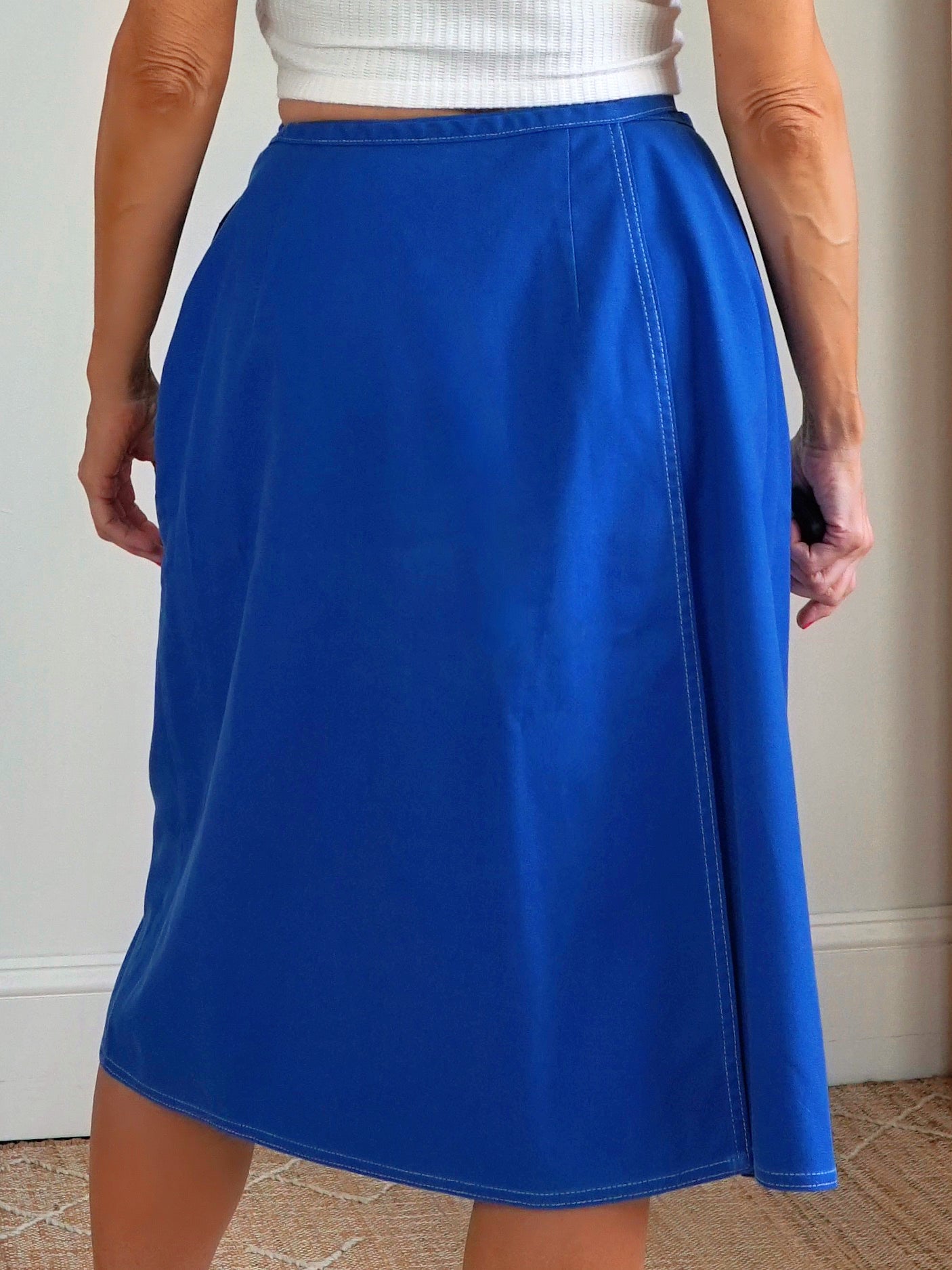 Vintage 80's Blue Wrap Skirt-closiTherapi | vinTage