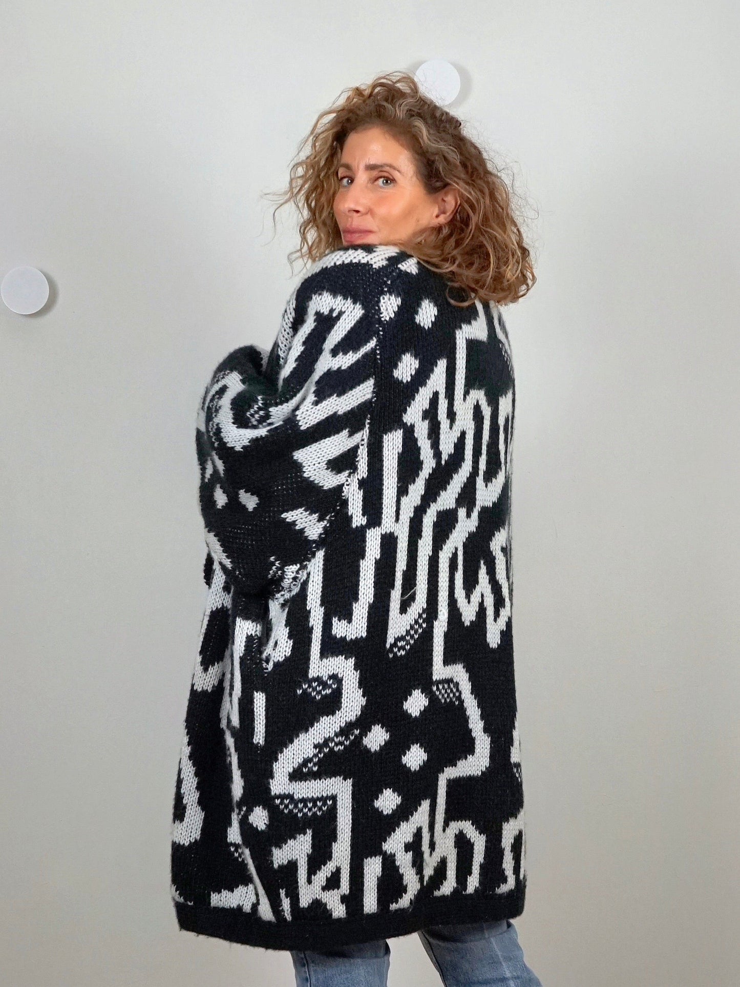 Vintage 80's Chunky Knit Sweater Coat-closiTherapi | vinTage