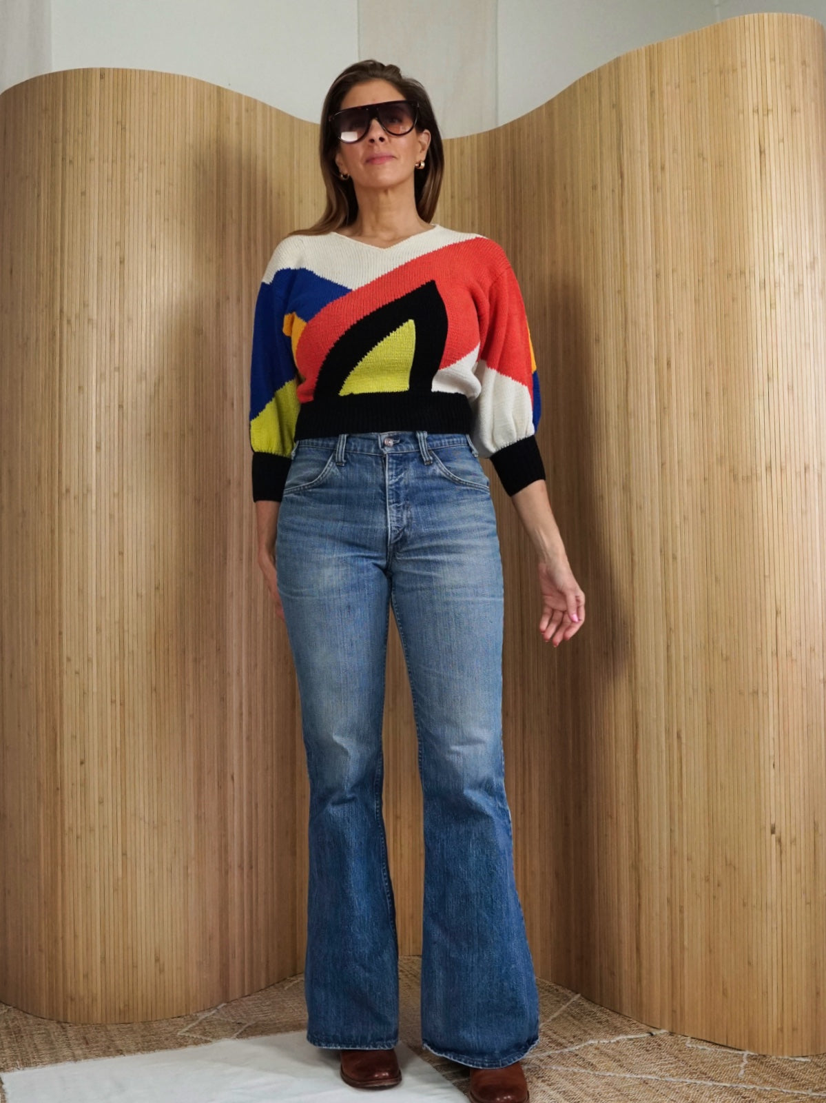 Vintage 80's Colorblock Crop Sweater-closiTherapi | vinTage
