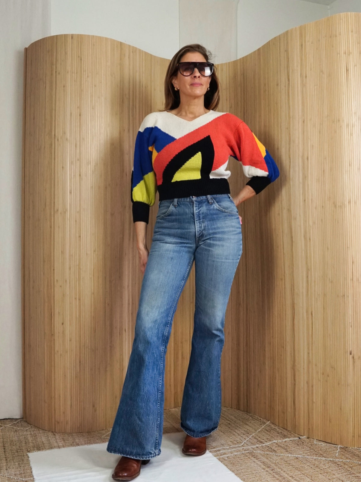 Vintage 80's Colorblock Crop Sweater-closiTherapi | vinTage