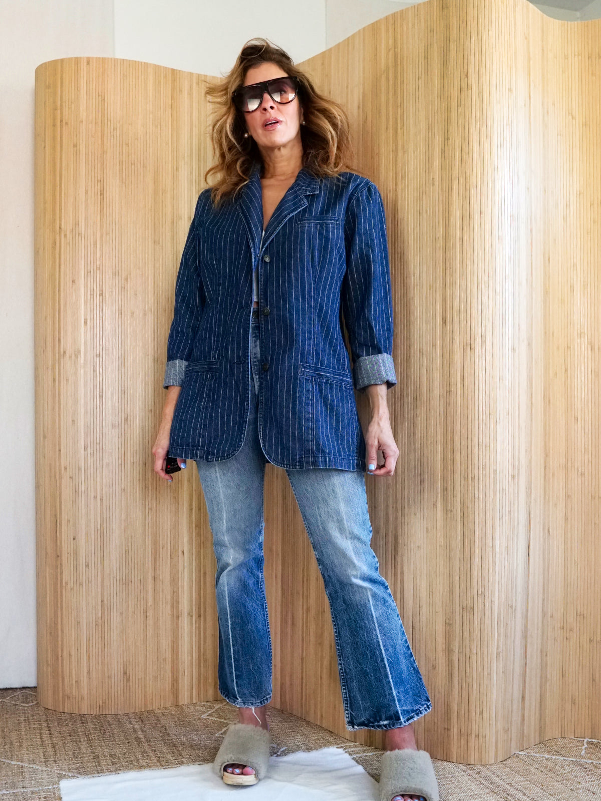 Vintage 80's Denim Pinstripe Blazer – therapi