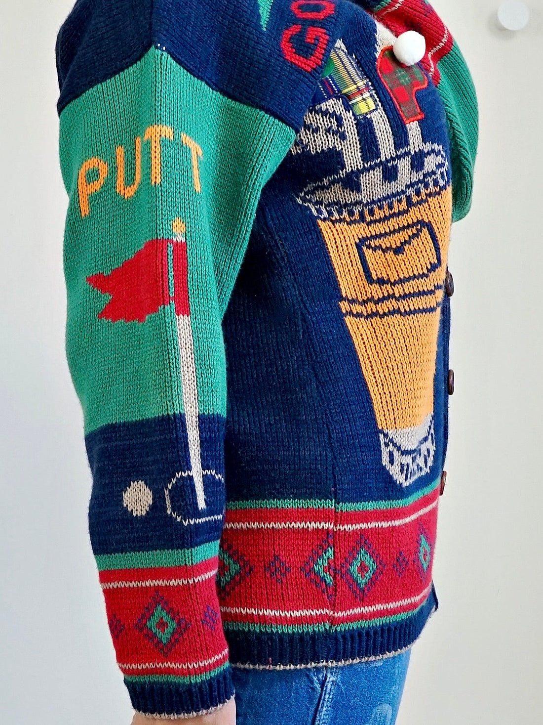 Vintage 80's Golf Motif Cardigan Sweater-closiTherapi | vinTage
