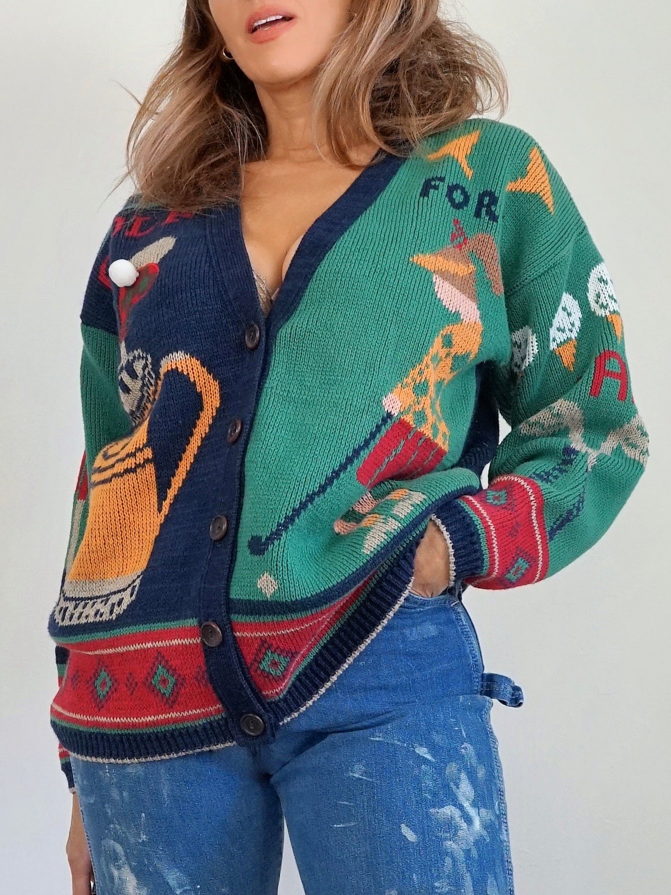 Vintage 80's Golf Motif Cardigan Sweater-closiTherapi | vinTage