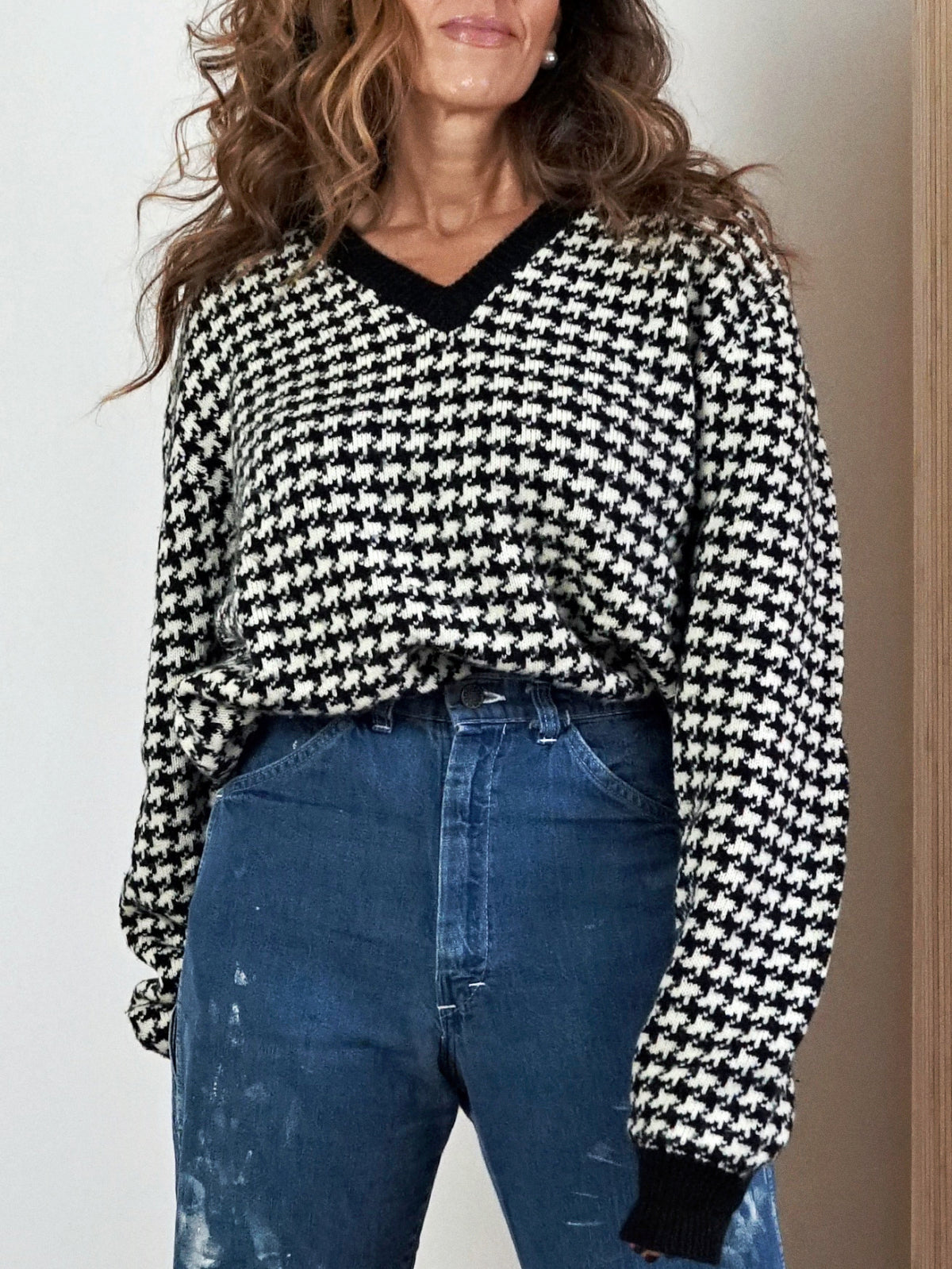 Vintage 80's Houndstooth Sweater-closiTherapi | vinTage