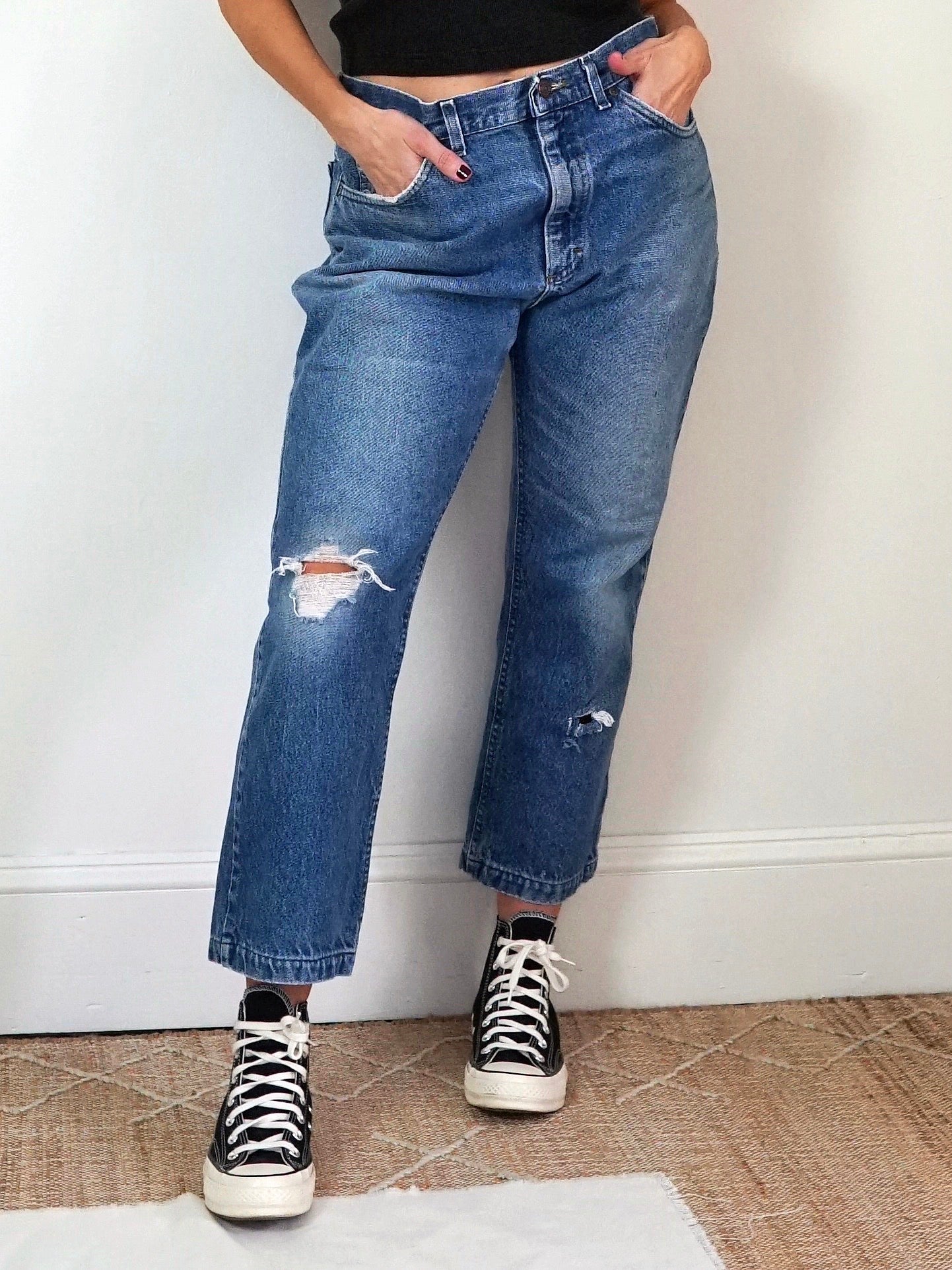 Vintage 80's Lee Distressed Jeans - 34" Waist-closiTherapi | vinTage