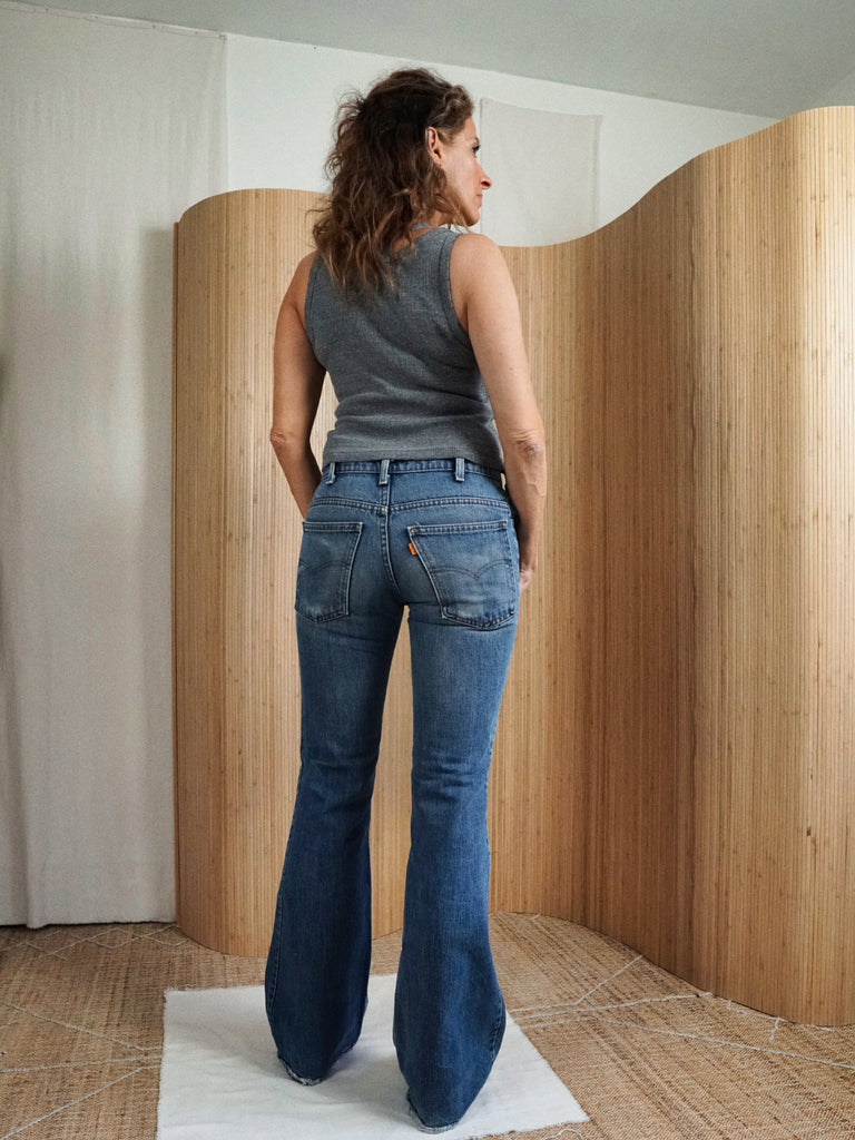 Vintage LEVIS 684 Orange Tab Bell Bottoms Zipper Big Bells