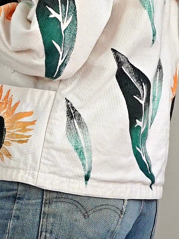 Vintage 80's Painted Sunflower Jacket-closiTherapi | vinTage