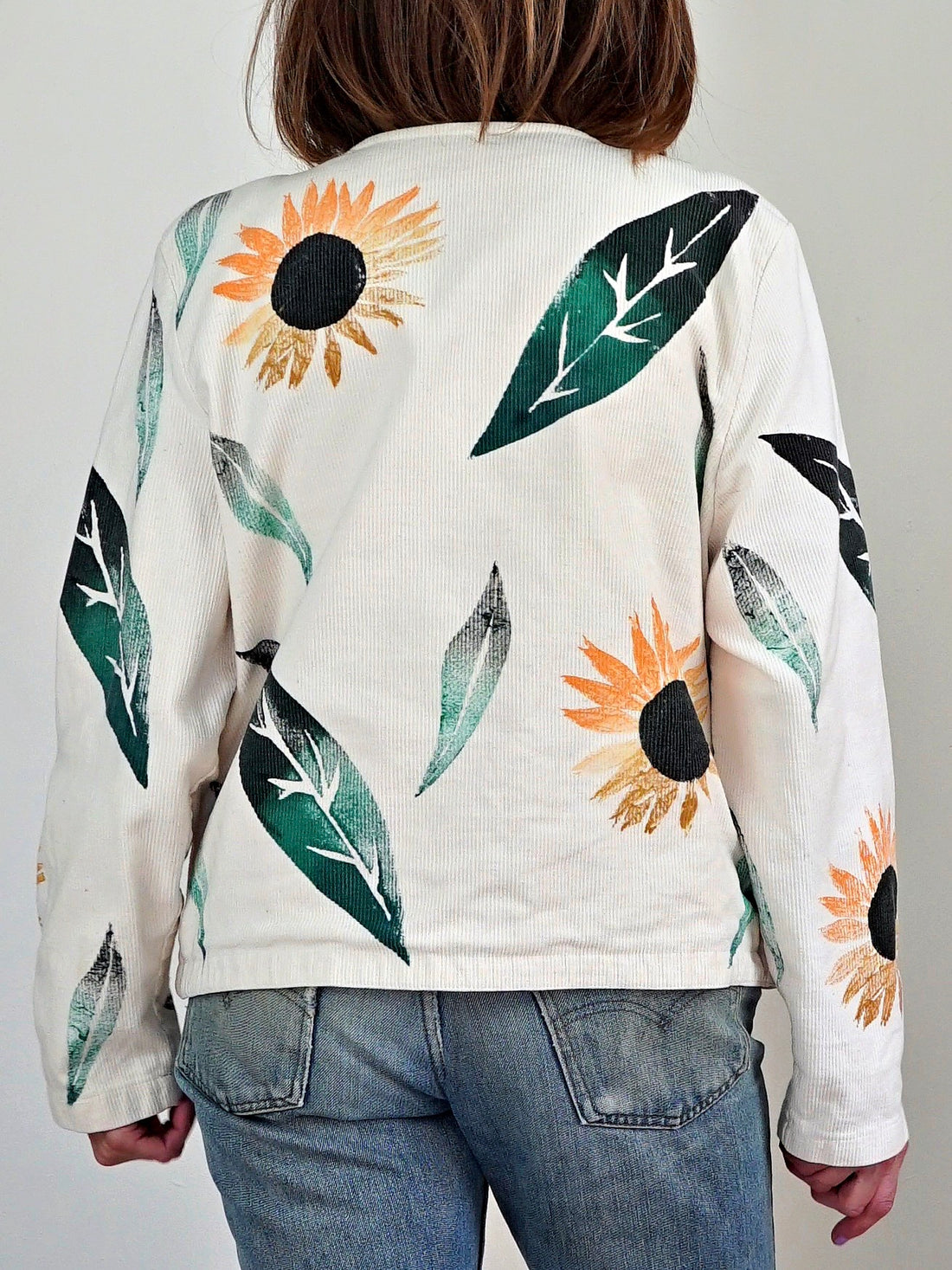 Vintage 80's Painted Sunflower Jacket-closiTherapi | vinTage