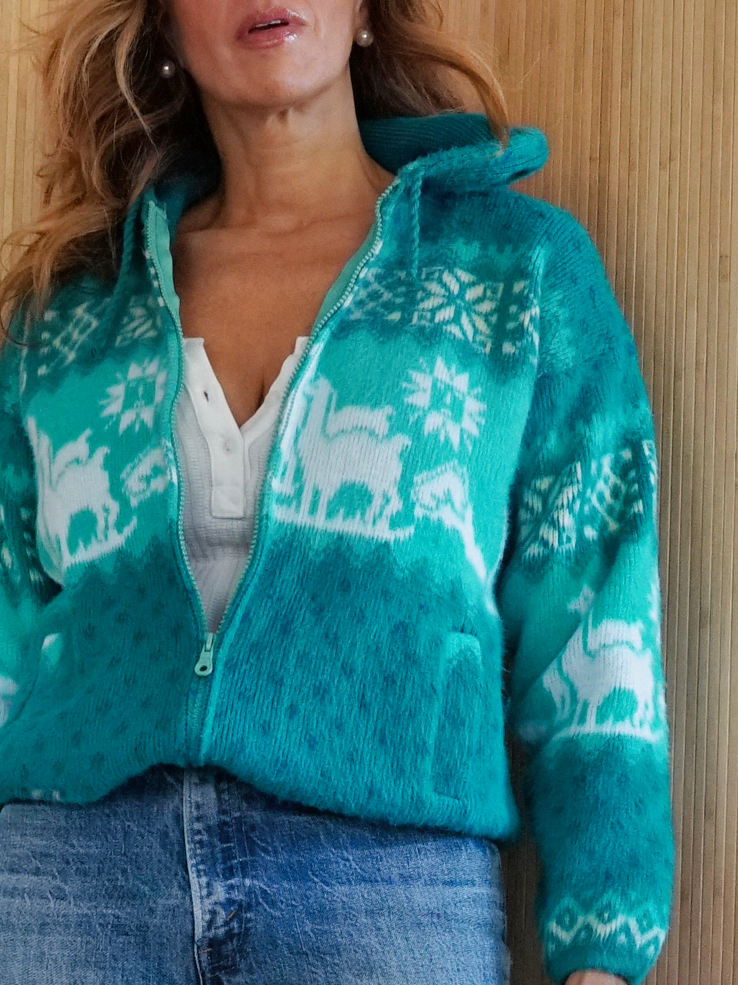 Vintage 90's Alpaca Motif Hoodie Sweater – therapi