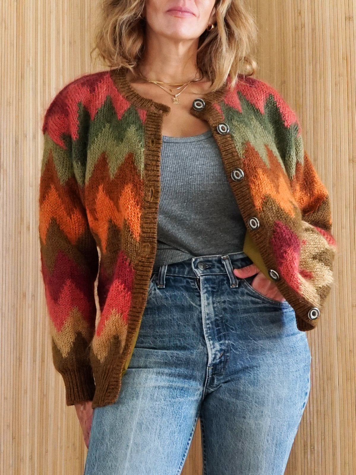 Vintage 90's Chevron Stripe Mohair Sweater-closiTherapi | vinTage