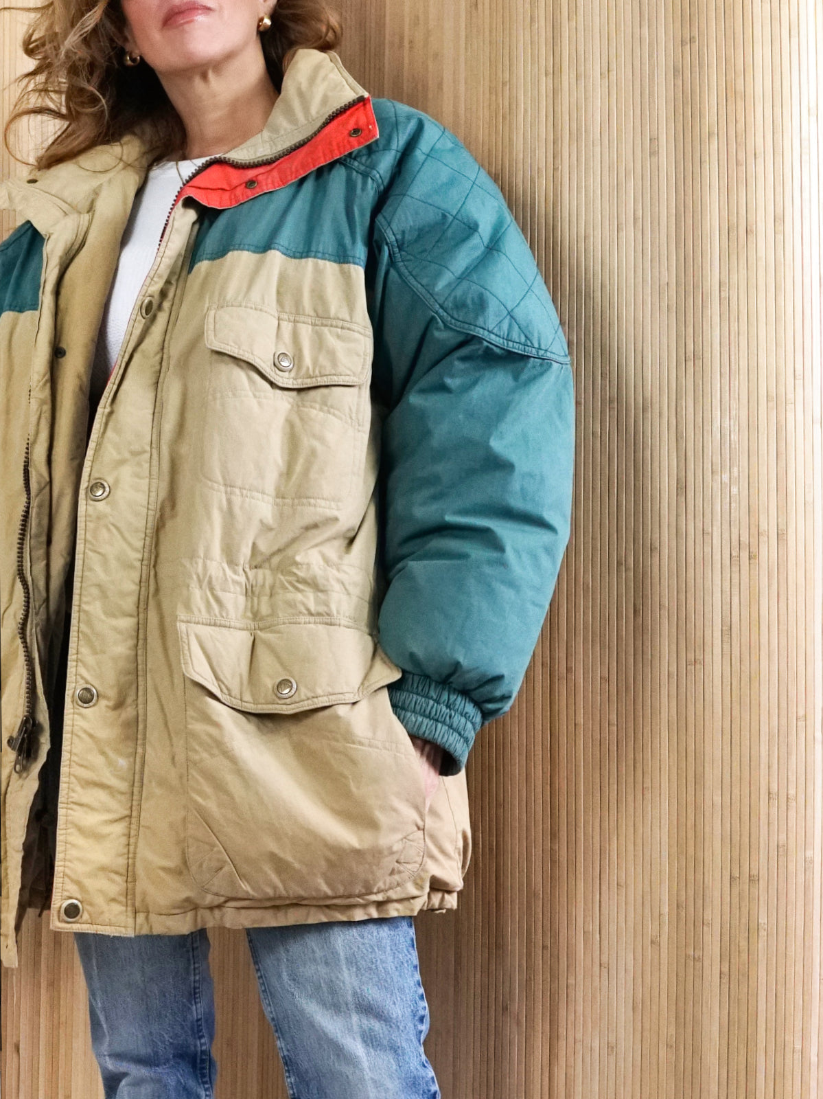 Vintage 90's Colorblock Down Parka Jacket-closiTherapi | vinTage