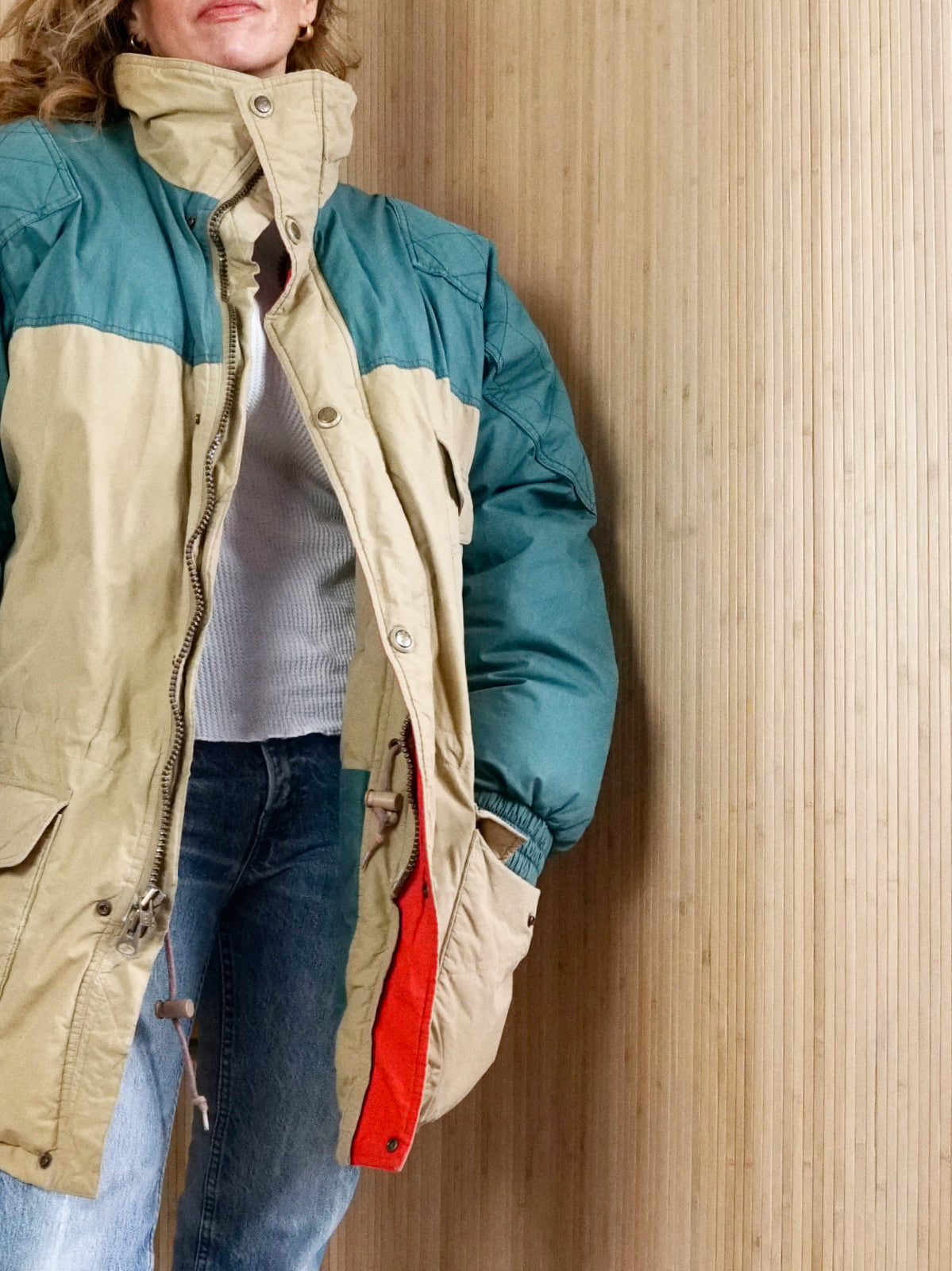 Vintage 90's Colorblock Down Parka Jacket-closiTherapi | vinTage
