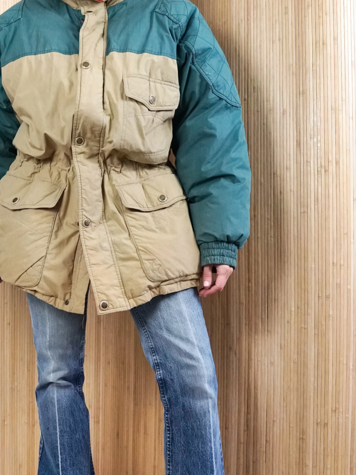 Vintage 90's Colorblock Down Parka Jacket-closiTherapi | vinTage
