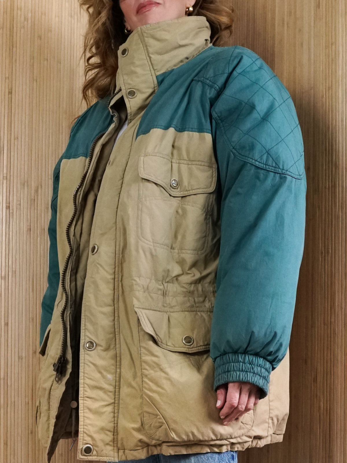 Vintage 90's Colorblock Down Parka Jacket-closiTherapi | vinTage