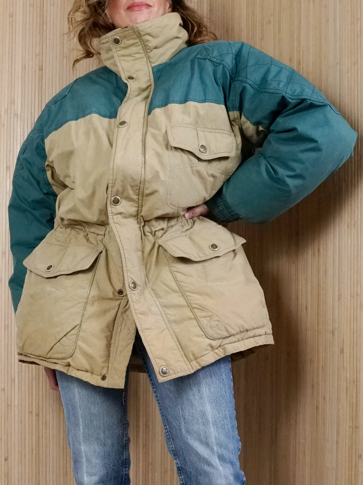 Vintage 90's Colorblock Down Parka Jacket-closiTherapi | vinTage