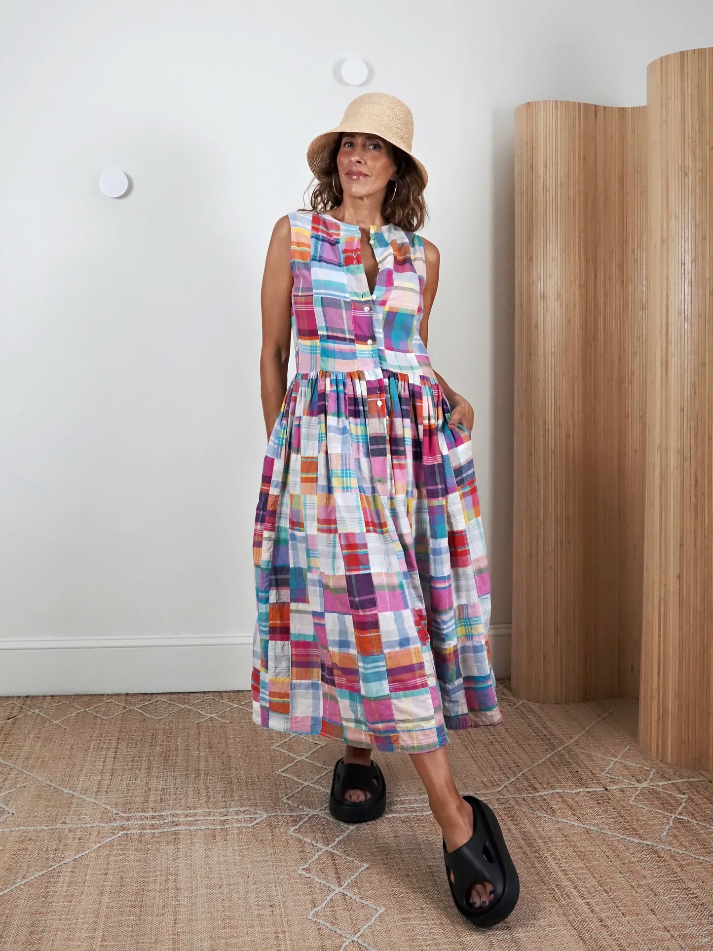 Vintage 90's Madras Patchwork Plaid Dress-closiTherapi | vinTage
