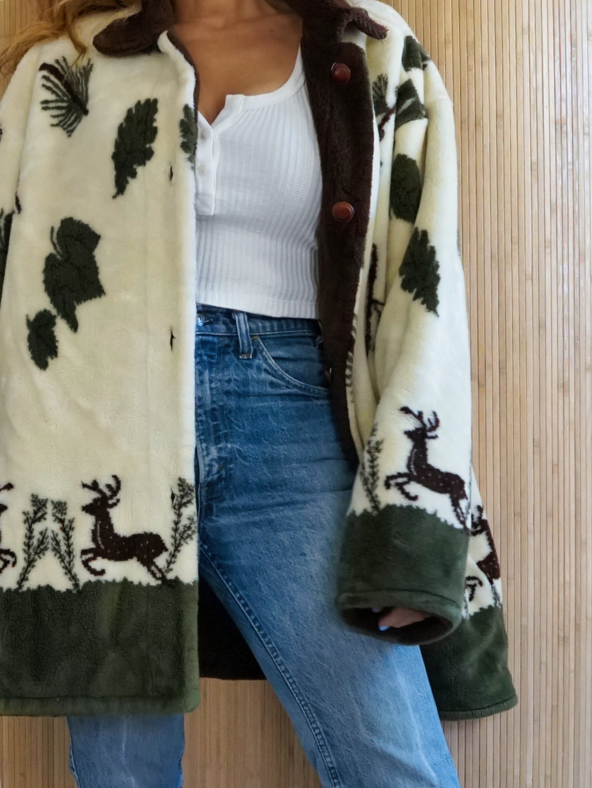 Vintage 90's Plush Fleece Deer Motif Jacket – therapi