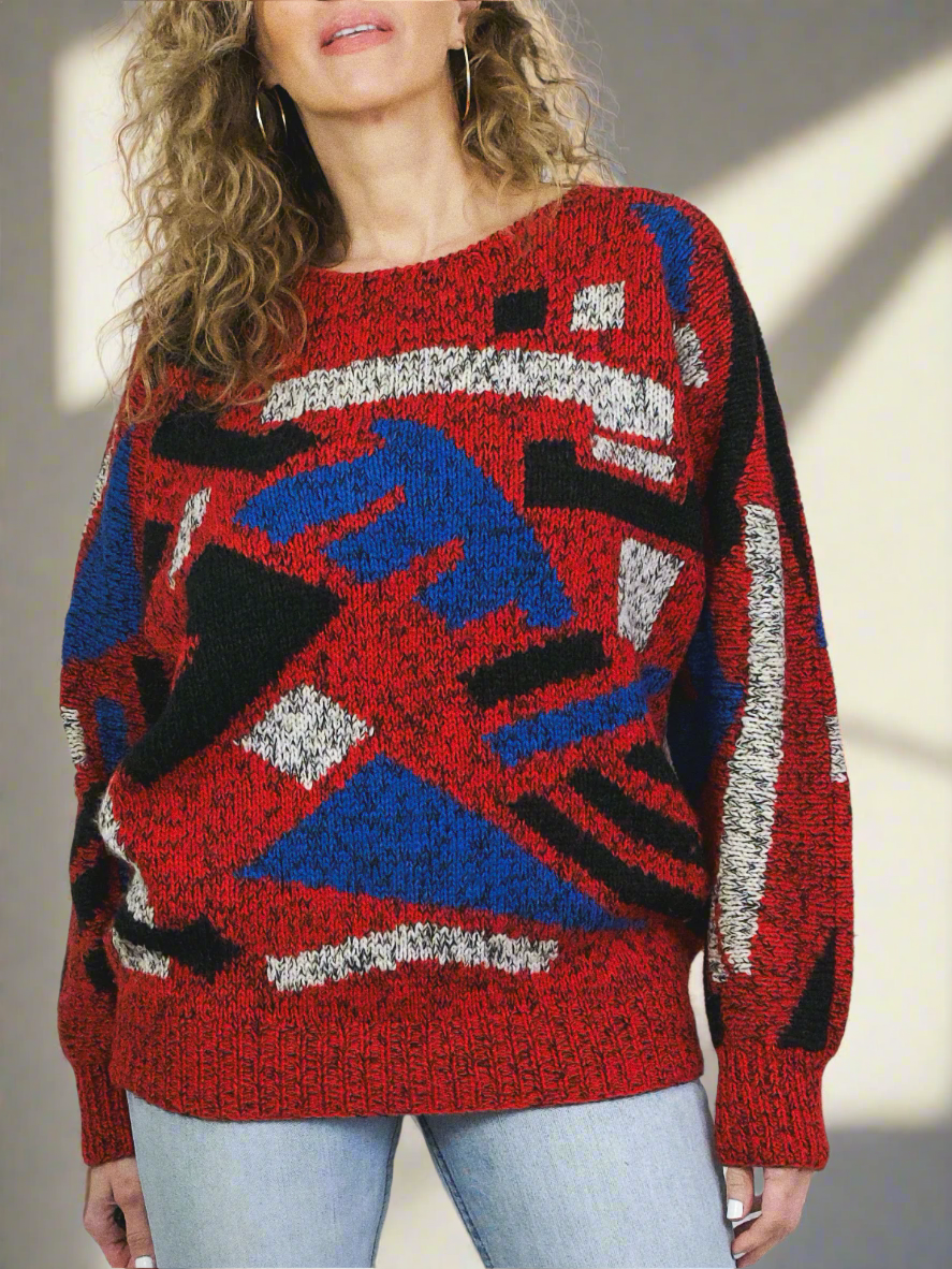 Vintage Abstract Shape Sweater-closiTherapi | vinTage