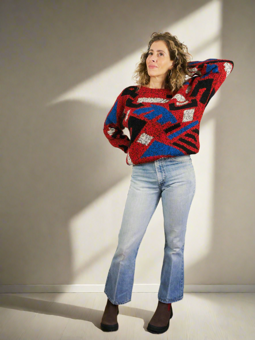 Vintage Abstract Shape Sweater-closiTherapi | vinTage