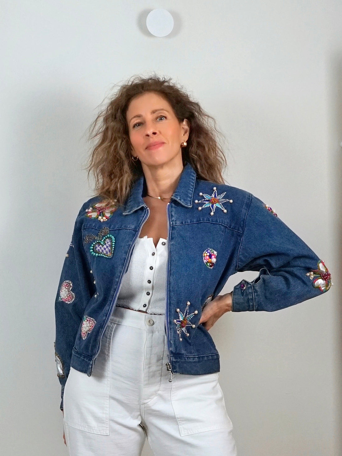 Vintage Bedazzled Heart Denim Jacket-closiTherapi | vinTage