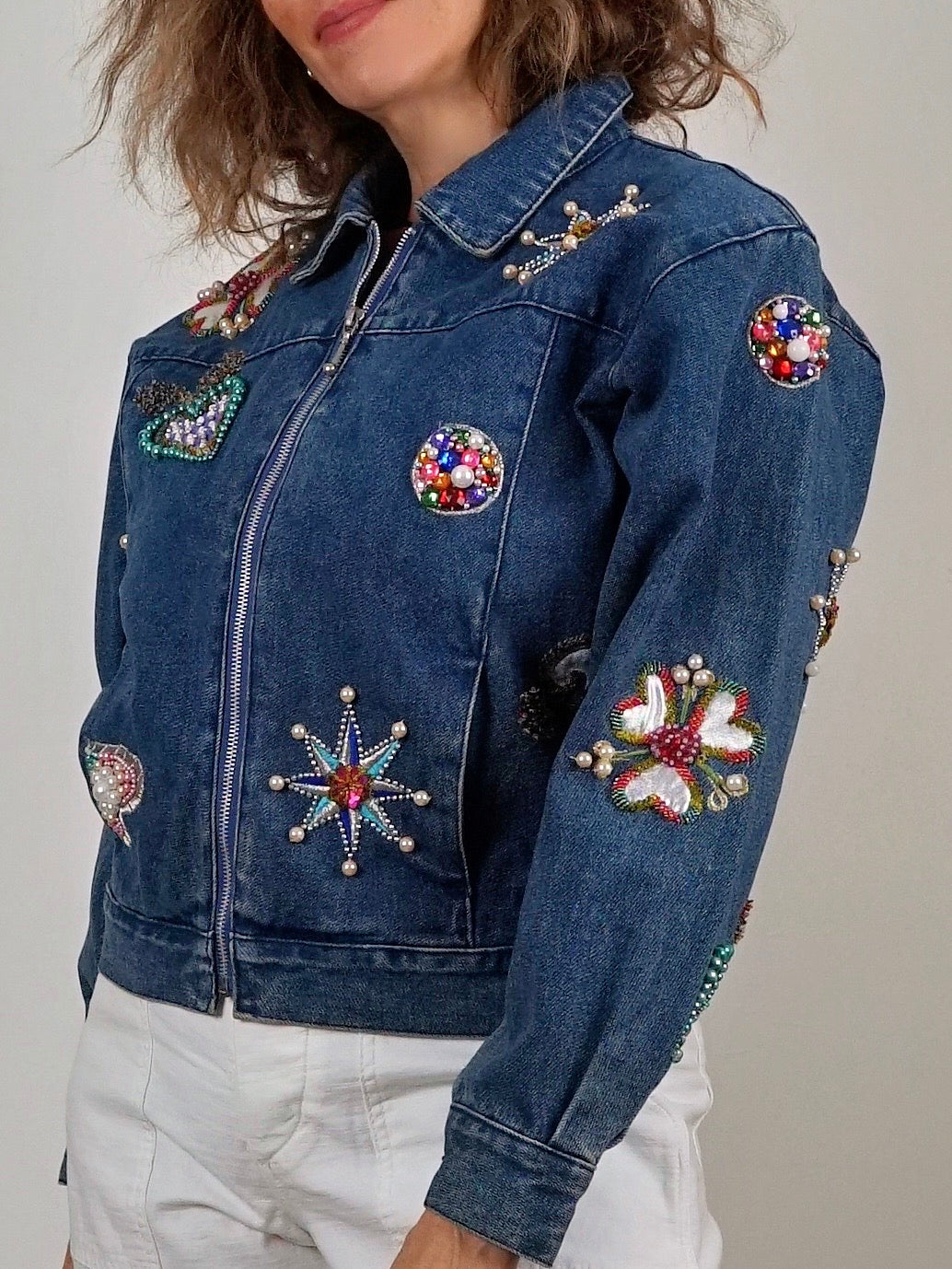 Vintage Bedazzled Heart Denim Jacket-closiTherapi | vinTage