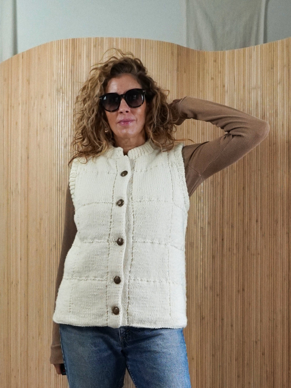 Vintage Chunky Vanilla Sweater Vest-closiTherapi | vinTage