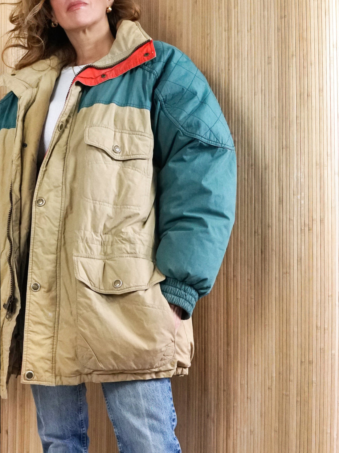 Vintage Colorblock Down Parka Jacket-closiTherapi | vinTage