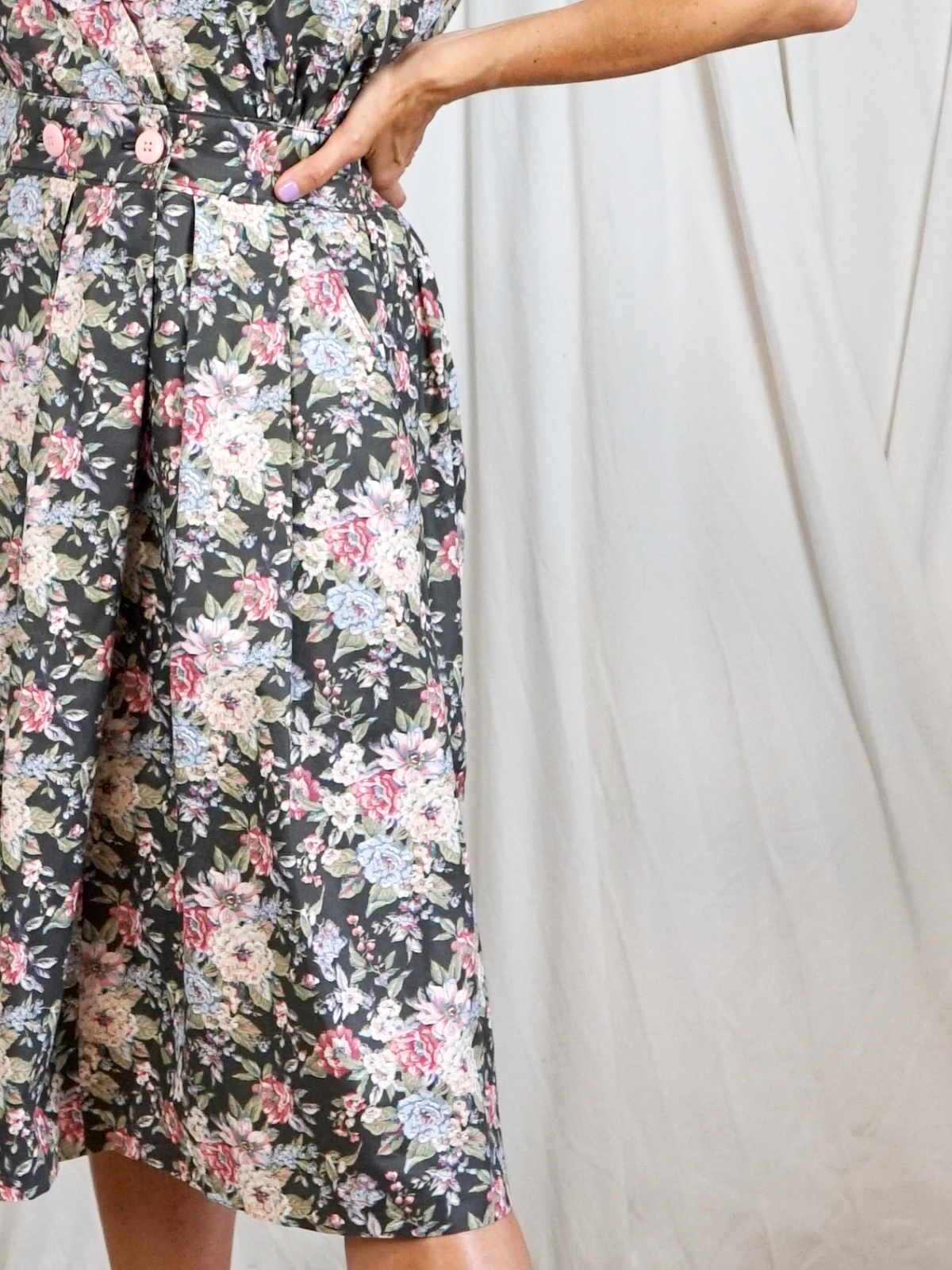 Vintage Floral Romantic Pleated Dress-closiTherapi | vinTage